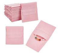 NBEADS Custodia per Gioielli In Microfibra Rosa Da 24 pezzo, Borsa per Cosmetici Tascabile Buste con Patta per Gioielli In Velluto Borsa per Buste Pieghevoli per Bracciali, Collane, 9.6x9x0.25cm
