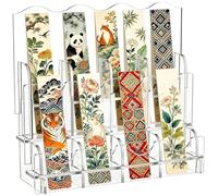 NBEADS Espositore per segnalibri in acrilico a 2 ripiani e 8 griglie, espositore trasparente con adesivi Adatto per biglietti di auguri cartoline foto brochure espositori per fiere dell'artigianato