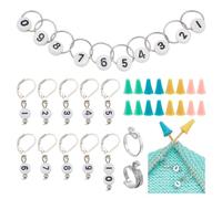NBEADS Kit di Controcatene per riga di Maglieria, Incluso 10 Pz di Numeri Perline Segnapunti 20 Pz di Tappi per Ferri Da Maglia 1 Pz di Catenelle Da Banco 2 Pz di Guida per rigati Supporti per Dita