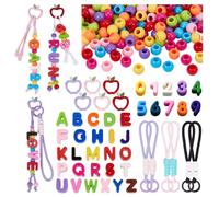NBEADS Kit per Realizzare Catene per Telefoni Cellulari, 26 perlina In Acrilico Lettera AZ, 10 perline In Acrilico con Numero 0-9 perline 6 anelli A Molla laccetti per Cellulari Portachiavi Catene