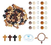 NBEADS Kit per Realizzare Rosari da 330 Pz, Compresi Perline Rotonde in Acrilico/Legno, Pendenti A Croce in Legno con Filo Elastico, Bracciale Artigianale, Collana, Orecchino, Creazione di Gioielli