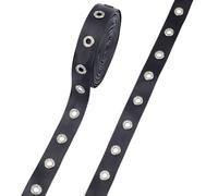 NBEADS Nastro Occhiello Da 10 iarda, 2.4cm di Larghezza Passamaneria In Pelle Passamaneria con Occhielli per Cucire Kit Fai Da Te per Magliette con Lacci per Artigianato, Nero, Foro: 5.8mm