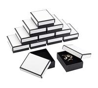 NBEADS Portagioie in Cartone da 16 pz, Set di Scatole di Carta Bianca Scatole Regalo con Tappetino in Spugna per Gioielli, Orecchini, Pendenti, Collana, Braccialetto, 9x7x3.1cm