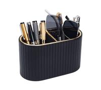 NBEADS Portapenne Da Scrivania In Similpelle, Portapenne Elegante A Doppio Scomparto Da 16.6x8.5x9.8cm Portamatite Da Scrivania, Porta Telecomando per Ufficio, Casa e Scuola, Nero