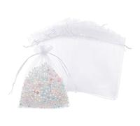 NBEADS Sacchetti di Organza Da 100 pezzo, Sacchetti Porta Bomboniere In Organza Bianco Bustina per Gioielli per Caramelle per Matrimoni, 23 x 17 cm
