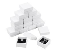 NBEADS Scatole per Anelli In Cartone Da 24 pz, Scatole per Anelli Da 5x5x3 cm con Coperchio Set di Scatole per Gioielli In Carta per Esposizione di Gioielli, Bianco