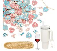 NBEADS Set di 104 ciondolo In Smalto con Lettera In Lega, 4 set di Ciondoli con Iniziale di l'Alfabeto In Lega AZ con Lettere Smaltate Connettori e Anelli di Congiunzione per La Creazione di Gioielli