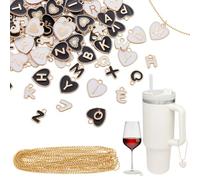 NBEADS Set di 104 ciondolo In Smalto con Lettera In Lega, 4 set di Ciondoli con Lettere di l'Alfabeto Iniziale In Lega AZ, Ciondoli con Lettere Smaltate con Catene A Sfere Anelli per Braccialetti