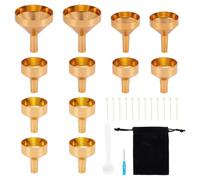 NBEADS Set di 12 mini imbuti in metallo, 4 stili, per profumo, pistone e olio profumato, mini flaconi, nebulizzatori, polveri e capsule di animali, colore oro
