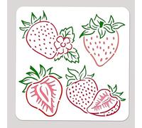 NBEADS Stencil per Pittura con Frutta e Fragola, Modelli Da Parete con Motivo A Foglia e Fiore con Nucleo di Frutta Stencil Modelli Riutilizzabili per La Pittura Fai Da Te Scrapbook Wall Art, 30x30cm