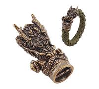 NBEADS Testa Drago Perlina D'Ottone Del, Paracadute Corda Corda Strumento Cordino Perline Edc Charms Ciondolo Charms Accessori Per Edc Stringa Bracciale Artigianato, Bronzo Antico