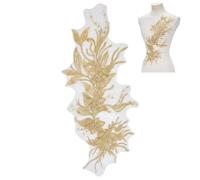 NBEADS Toppa Da Cucito Fatta A Mano, Toppe Da Stirare e Cucire Da 53x21.5x0.6cm, Applicazione con Coda di Piuma di Pavone per Accessori Da Palcoscenico In Tessuto per Matrimoni, Verga D'Oro Pallido