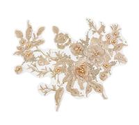 NBEADS Toppa Ricamata con Fiore di Verga d'oro, Appliques in Pizzo Ricamato in Organza Appliques Floreali Cucire su Toppe per Abbigliamento Cucire Abito da Sposa Scarpe da Sposa Decor