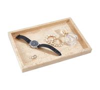 NBEADS Vassoio Da Portata In Marmo Da 19.8x29.8cm, Vassoio In Pietra di Travertino Portaoggetti per Gioielli, Portacandele Tavolino Da Caffè, Decorazione per Il Bagno, Rettangolo, Papayawhip