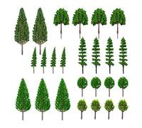 NbgrvB 25 pezzi assortiti modellini in miniatura alberi treno paesaggio diorama ferrovia layout verde plastica fogliame