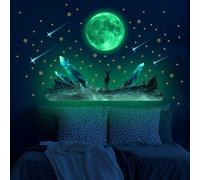 NbgrvB 3D Glow in Dark Stars and Moon - Adesivi da soffitto luminosi da | Decalcomanie per camera da letto, cameretta dei bambini, decorazione per luce notturna in PVC morbido, 40 x 18