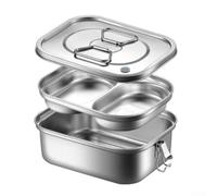 NbgrvB Contenitore per il pranzo in acciaio inossidabile 304, 1200 ml, a prova di perdite, a doppio strato, diviso, 1800 ml, in acciaio inox, contenitore per alimenti da 2400 ml, contenitore per il