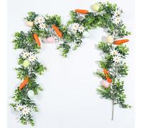 NbgrvB Decorazione pasquale primaverile con carote e uova realistiche, 175 cm, ghirlanda artificiale da appendere per casa, parete e feste