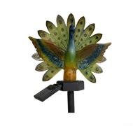 NbgrvB Decorazione solare del giardino della scultura del pavone della | Si accende automaticamente al crepuscolo, coda colorata vivace, resina impermeabile, si adatta a vialetti del prato, patio