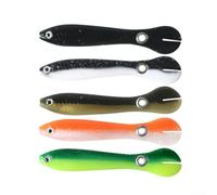 NbgrvB Esche da pesca morbide infuse di olio di gamberetti, confezione da 5 | Infuso con olio di gamberetti, nucleo riflettente visibile, profumo e vista irresistibili, materiale morbido in PVC