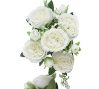 NbgrvB Fiori di peonia artificiali in seta, decorazione per la casa (bianco)
