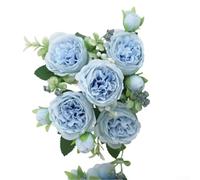 NbgrvB Fiori di peonia artificiali in seta, decorazione per la casa (blu)