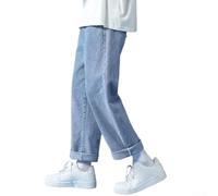 NbgrvB Jeans da uomo vestibilità comoda gamba dritta denim di cotone | Seduta e coscia rilassati, vestibilità naturale in vita, stile gamba dritta, uso quotidiano resistente