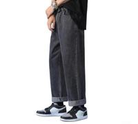 NbgrvB Jeans da uomo vestibilità comoda gamba dritta denim di cotone | Seduta e coscia rilassati, vestibilità naturale in vita, stile gamba dritta, uso quotidiano resistente