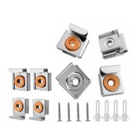 NbgrvB Kit di 4 ganci cromati per specchi, per clip in metallo resistente | Montaggio a parete senza cornice, staffe sicure per vetro, foto e dipinti, installare set di hardware