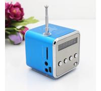 NbgrvB Mini altoparlante portatile da 3 W con radio FM, display a LED e batteria da 600 mAh, scheda TF e riproduzione MP3 disco U, uscita audio da 3,5 mm blu