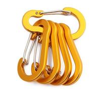 NbgrvB Moschettoni leggeri in lega di alluminio, confezione da 5 pezzi, per portachiavi, campeggio, escursionismo, pesca, 50 x 26 mm, multicolore, non arrampicata, clip dorate