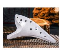 NbgrvB Ocarina contralto a 12 fori in resina con borsa per il trasporto, tracolla e libretto musicale per principianti bianco/marrone chiaro/fiori/blu/marrone bianco