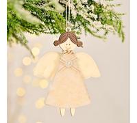 NbgrvB Ornamento in legno a forma di angelo per albero di Natale, 11 cm x 9 cm, decorazione per le vacanze in blu, cachi, rosa, rosso, perfetto per casa, famiglia e bambini