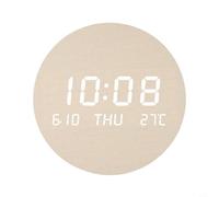 NbgrvB Orologio da parete silenzioso con schermo grande, visualizzazione ora, data, temperatura, display a LED ad alta luminosità per casa e ufficio, finitura con venature del legno, alimentato
