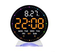 NbgrvB Orologio elettronico a LED da tavolo con luce notturna, display con secondi salti, visualizzazione della data della settimana, luminosità regolabile, design compatto per comodino (H)
