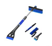 NbgrvB Pala da neve telescopica 3 in 1 per auto, raschietto per ghiaccio con scopa, manico regolabile in lega di alluminio, setole delicate sulla vernice, impugnatura ergonomica in schiuma, rimozione