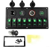 NbgrvB Pannello Interruttori 8 Gang 12-24V con Voltmetro(Green)