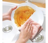 NbgrvB Panno spesso assorbente da cucina per tavolo, vetro, portiera dell'auto, in microfibra, resistente all'olio, in velluto corallo per asciugamani (rosa chiaro)