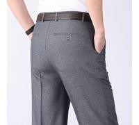 NbgrvB Pantaloni di affari dello spandex del poliestere per gli uomini Slim | Tessuto sottile traspirante, taglio gamba dritta, vestibilità comoda, adatto per lavoro estivo, abbigliamento da ufficio