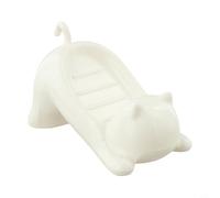 NbgrvB Portasapone autodrenante per gatto con fori di drenaggio, supporto antiscivolo in spugna ABS, per bagno, lavello, doccia, cucina, bianco