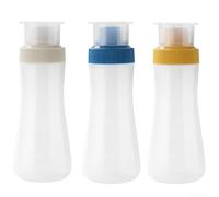 NbgrvB Set di 3 bottiglie in plastica per condimenti da 500 ml, contenitori per zucchero, cacao e caffè, dispenser da cucina con coperchio, giallo, bianco, blu
