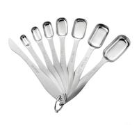 NbgrvB Set di 8 cucchiai dosatori in acciaio inox con livellatore, manico lungo, gadget da cucina per cottura e cottura, da 1/8 cucchiaino a 1 cucchiaio