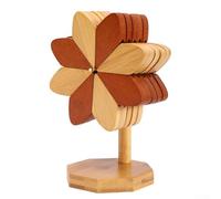 NbgrvB Set di tovagliette e sottobicchieri, in legno, resistente al calore, motivo albero, per sala da pranzo e ufficio, giallo, 23 x 15,5 cm