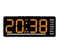NbgrvB Sveglia digitale moderna a LED con visualizzazione della data e della temperatura, 5 livelli di luminosità, per comodino e scrivania, timer compatto per scrivania rossa (arancione)