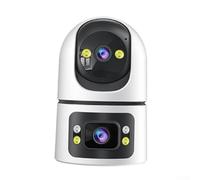 NbgrvB Telecamera di sicurezza per interni, WiFi, sistema a doppia lente, rilevamento automatico del movimento, per visione notturna, conversazione bidirezionale, sorveglianza domestica bianca (bianco