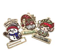 Nbhuiakl Fermasoldi per contanti, 3 mollette divertenti per banconote con motivo natalizio in legno, multifunzionale, portatile, decorativo, Pupazzo di neve, vedi descrizione, Vedi descrizione