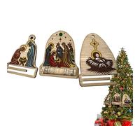 Nbhuiakl Fermasoldi per contanti, 3 mollette divertenti per banconote con motivo natalizio in legno, multifunzionale, portatile, decorativo, Gesù., vedi descrizione, Vedi descrizione