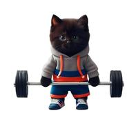 Nbhuiakl Simpatica scultura a forma di gatto fitness | Scultura a forma di gatto con bilanciere | Peluche per sollevamento pesi | Statua di gattino Powerlifting | Simpatico gattino esercizio |
