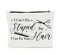 NBIAN Astuccio per trucchi, regalo per acconciature, regali da parrucchiere per donne, I Can't Fix Stupid But I Can Fix Your Hair, astuccio da viaggio per trucchi, regalo ispiratore per parrucchiere