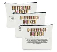 NBIAN Ingegnere Avvocato Chef Book Lover Tea Bestie Traditore Crescita Sole Umano Veterapeuta Mentalità Sostantivo Makeup Bag, 3 pezzi per creare la differenza, 10 x 6 inches